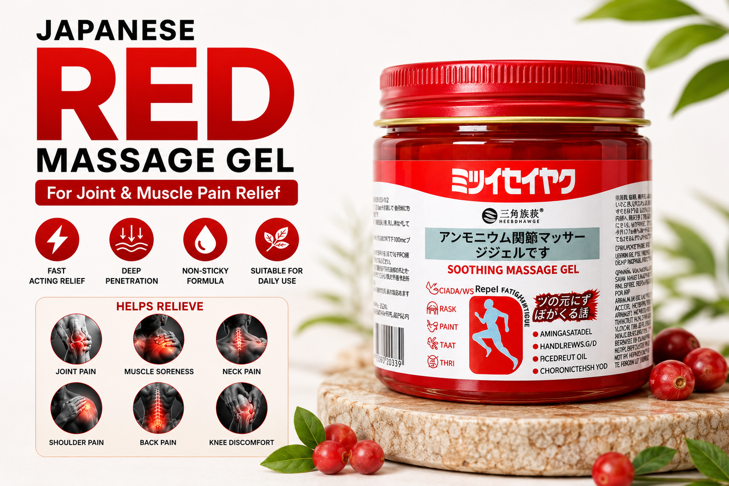 Japanese Massage Gel For Joint & Muscle Pain Relief - Buy 1 Get 1 Free (Pack of 2)